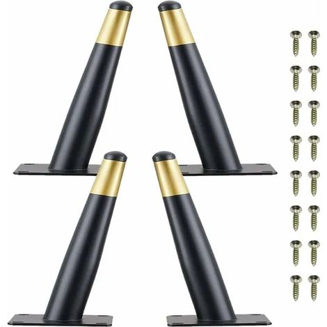 Set mit 4 Tischbeinkappen (10 cm), Metallgleiter für Möbel und Stühle, geräuscharm, kratzfest, schwarz und gold (1/5)