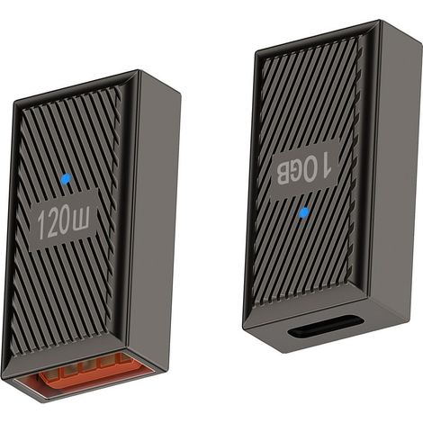 Adaptateur USB A Femelle vers Type-C Mâle 120W - Gunmetal, Charge Rapide & Transfert de Données 10Gbps