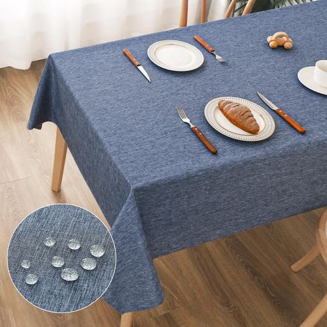 Nappe lavable aspect lin 100x140cm, hydrofuge, résistante aux rayures