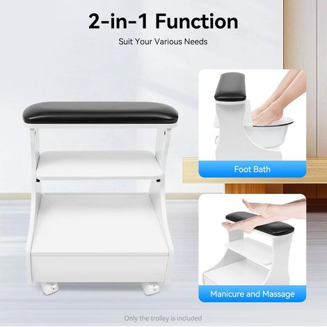Fußstütze Pediküre Maniküre Funiture, Fußruhe Schminkhocker Fussbad Maniküre Möbel Trolley Hause Gebrauch Beinstütze Fußpflege Nagel Salon Spa Massage Schwarz
