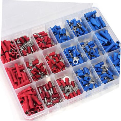 360pièces Kit De Cosses à Sertir Isolées Pour Câblage Électrique eurs De Fils Bout à Bout à Œillet Et Fourchues Rouge Et Bleu (1/5)