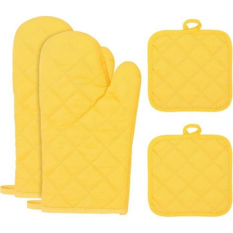 4 Maniques et Maniques de Cuisine Coton Gants de Four Résistants à la Chaleur Gants de Four Antidérapants Mitaines de Four Noir (1/5)