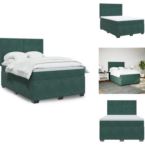 Sommier à lattes de lit et matelas Vert foncé 160x200cm Velours - Sommier À Lattes De Lit - Sommiers À Lattes De Lit - Lit - Meuble De Chambre À Coucher (1/5)