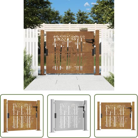 The Living Store Gartentor 105x80 cm Cortenstahl Bambus-Design - Cortenstahltor - Gartentor - Zaun - Sicherheitszaun - Outdoor Möbel (1/5)
