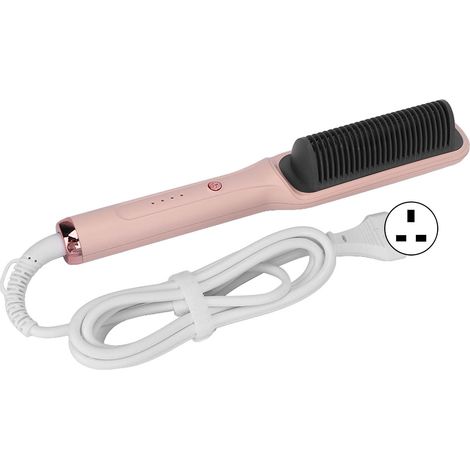 Brosse lissante chauffante électrique, lissage et bouclage 2-en-1, chauffe uniforme, poignée ergonomique, fer à cheveux pour maison et salon de coiffure, prise UK (1/5)