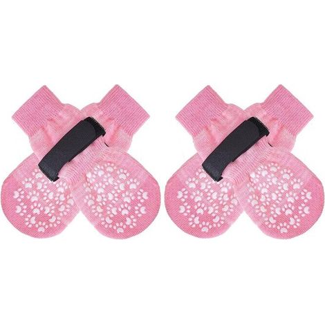 Calcetines antideslizantes para perros,Paquete de 2,Antideslizantes por ambos lados,Protegen las patas del perro,Marrón (1/5)