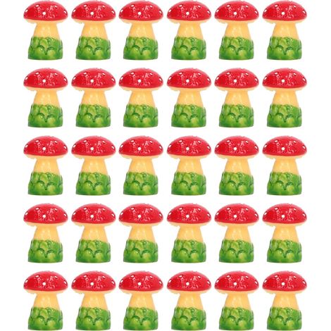Lot de 30 figurines champignon miniatures pour maison de poupée, ornement résine DIY paysage micro-jardin décoratif. (1/5)