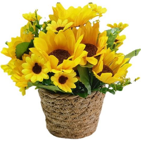 Künstliche Topfpflanze, Heimdekoration, Bürodekoration, künstliche Rattanblumen, Rattan-Blumenkorb, künstliche Topfpflanzenkombination (1/5)
