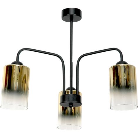 Klassische Deckenleuchte mit schwarzen Glasschirmen und goldtransparentem Design, Modell 15-502 Monare