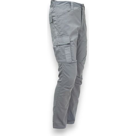 Pantalone cargo slim fit elastico in vita tasche multifunzionali rinforzate ginocchia preformate tessuto resistente grigio - M (1/2)