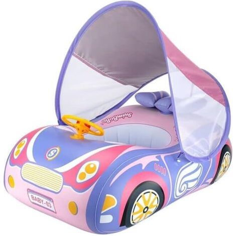 Bouée gonflable pour voiture et piscine pour tout-petits, bouée bébé avec pare-soleil réglable et siège de sécurité, jouet de piscine pour enfants de 1 à 4 ans