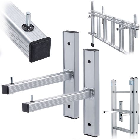 Kadax – Support d'échelle mural en aluminium – Lot de 2 – Capacité 80 kg – Fixation murale robuste pour usage professionnel