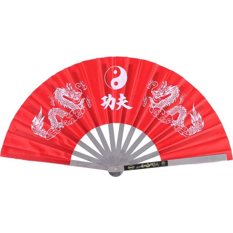 Éventail d'entraînement en acier inoxydable pour Tai Chi et arts martiaux, couleur rouge (1/5)
