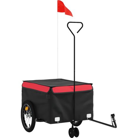 Remorque de vélo noir et rouge 45 kg fer (1/5)
