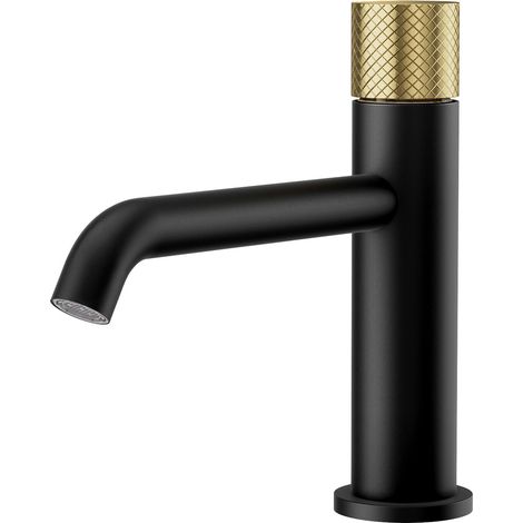 Robinet de salle de bain noir, 181 x 166 x 50 mm, en laiton, cartouche en céramique, robinet de salle de bain, robinet avec aérateur, mitigeur de lavabo, mitigeur de lavabo, installation facile (1/5)