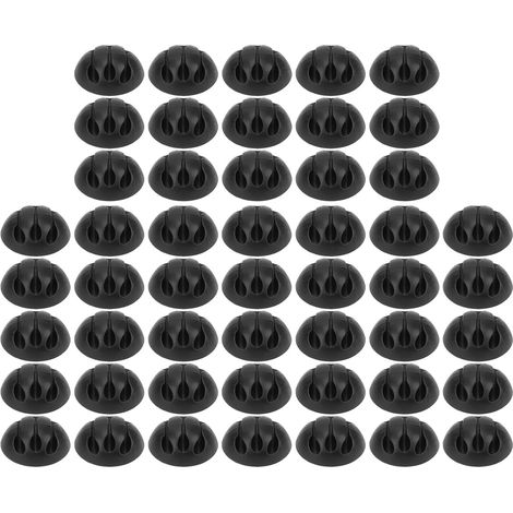 Lot de 50 attaches-câbles à 3 trous en gel de silicone noir anticorrosion pour la gestion des câbles (1/5)