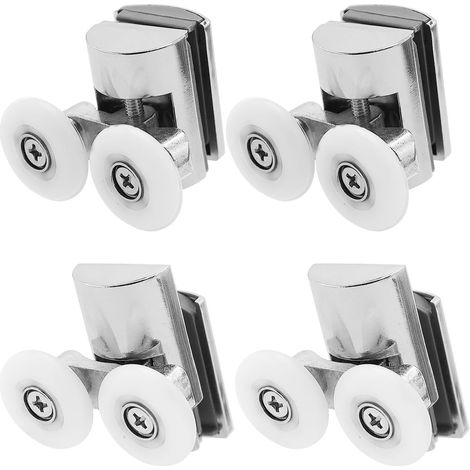 Set mit 4 Doppelrollen für Duschkabinentüren aus Zinklegierung für Badezimmer (2 oben, 2 unten)