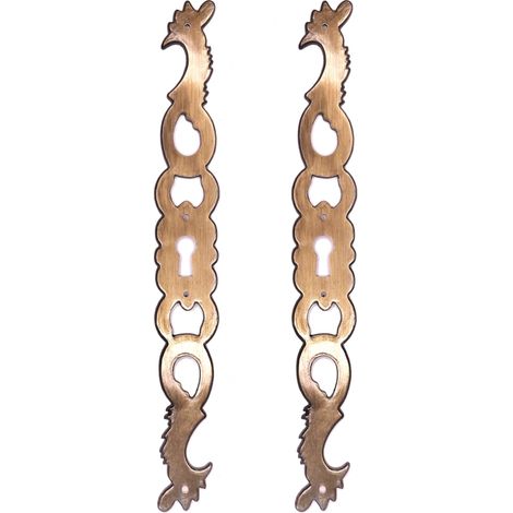 Cyclingcolors – Lot de 2 entrées de coq main gauche en zamak finition laiton vieilli – Hauteur 194mm – Entraxe 174mm – Style rustique pour meubles anciens (1/3)