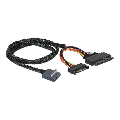 Câble adaptateur PCIe Oculink SFF-8611 4 broches à 90 degrés vers U.2 SAS SFF 8639 NVMe SSD +15 broches, transmission de données haut débit, 1 m (1/5)