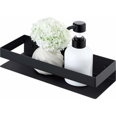 Étagère de Douche Panier Salle de Bain Tablette Porte Support Douche Acier Inoxydable SUS304 Murale Rangement 40CM Noir Mat (1/5)