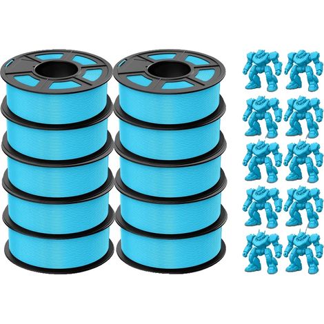 Filamento PLA per stampa 3D, diametro 1,75 mm, set da 10 pezzi, compatibile con stampanti FDM, PLAMT S-Blue 10pcs (1/2)
