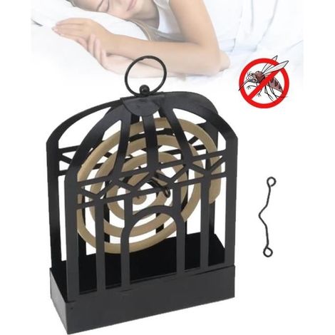 Support de Bobine de Moustique - Vintage - Noir - Fer Métallique - 12.6x4.2x20.7cm - Antirouille (1/4)