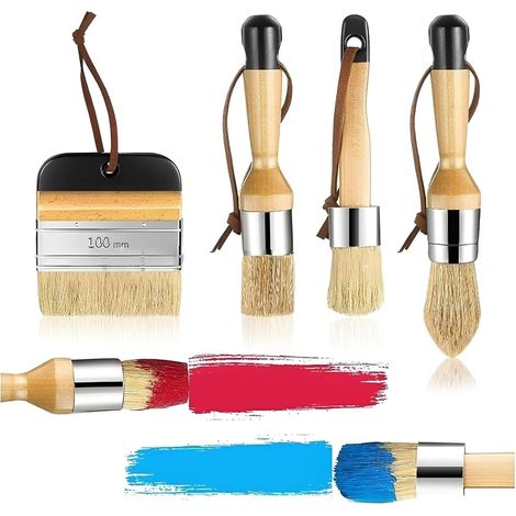 Chalk Paint Brushes, 4pcs Natural Breeze Paint Brushes, Furniture Paint Brush for Wooden Furniture (1/5)