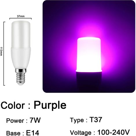 (T37 E14 Violet, 20 ampoules) Ampoules LED, adaptées aux festivals, aux KTV, aux bars et aux vitrines de magasins. (1/3)