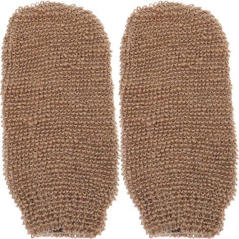 Lot de 2 gants de bain, gants de massage corporel, gants exfoliants, gants de douche, accessoires de salle de bain pour la maison et l'intérieur-21.00X12.00X1.00CM-Beige (1/4)