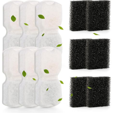 Filtre Fontaine a Eau Chat pour ATMZIQXR (2,6 L S18)-12PCS (6 Filtre à Charbon + 6 éponge)-9.55cm Fontaine a eau Chat Filtre pour ATMZIQXR Filtre Fontaine Filtre Charbon-Filtration Multiple (1/5)