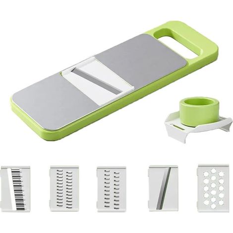 Coupe-légumes manuel 5 en 1, lames inoxydable : trancher, râper, hacher, julienne - Compact (1/5)