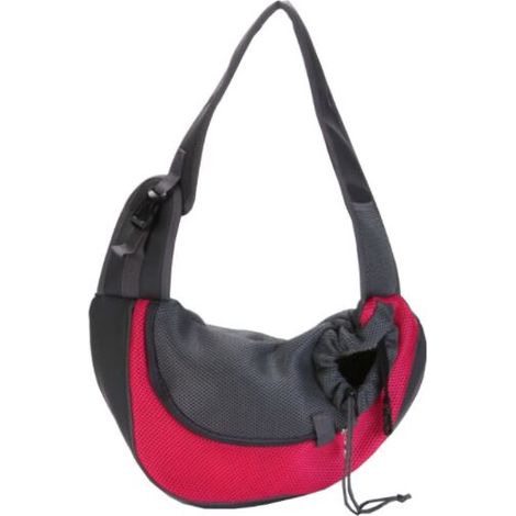 Sac bandoulière pour animaux de compagnie, petit sac bandoulière pour chat idéal pour les voyages, pas besoin de rangement préalable, harnais de poitrine, maille respirante (petit, rouge) (1/5)