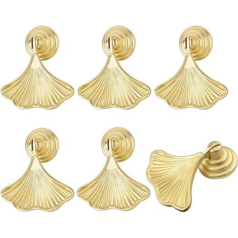 Goldene Möbelknöpfe, 6 Stück, Schubladenknöpfe, Goldener Küchengriff, Goldene Messing-Schubladenknöpfe, Möbelgriff für Schranktüren - 54 x 41 x 18 mm (Das Blech) (1/4)