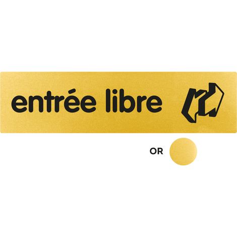 Plaque de porte Entrée libre - Classique or 170x45mm - 4490472