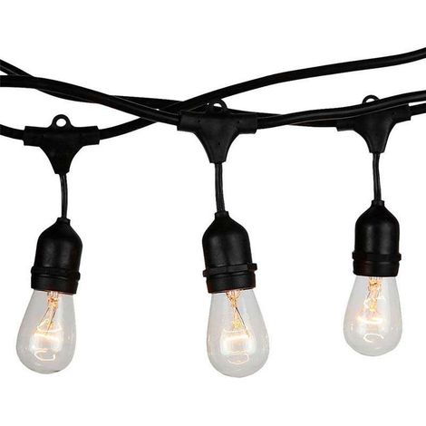 Cadena de luces LED V-TAC de 5 m de largo con casquillo E27 cada 50 cm, resistente al agua. (1/5)
