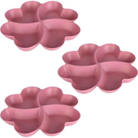 Set di 3 ciotole da portata a forma di cuore con scomparti – Ciotole rosa per frutta e caramelle, ciotole in plastica riutilizzabili per antipasti, snack e frutta, ideali per la casa e le feste. (1/4)