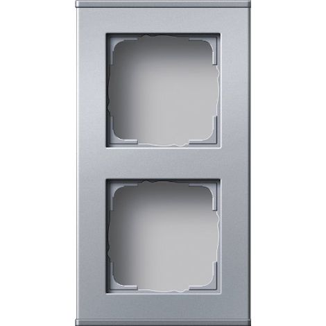 Plaque de finition Gira profil 55 2 prises aluminium 9.19x8.61 cm