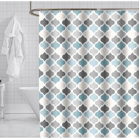 NALOOKAMIC Rideau de Douche 180 x 180 cm Anti Moisissure Rideaux de Salle de Bain Tissu Polyester Lavable en Machine Motif Bleu (1/5)