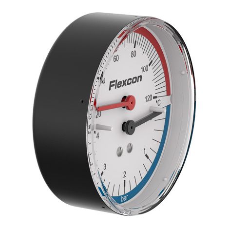 FL Druck-Thermometer axial, R1/2" 20-120 Gr.C. 0-4 bar