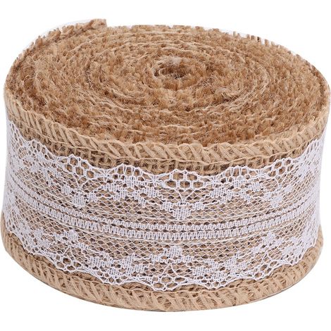 2 Rouleaux 5m Ruban Dentelle Lin Élégant Décoration Noël Mariage DIY Accessoires (1/5)