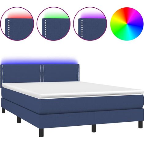 Maison Exclusive - Boxspringbett mit Matratze & LED Blau 140x200 (1/5)
