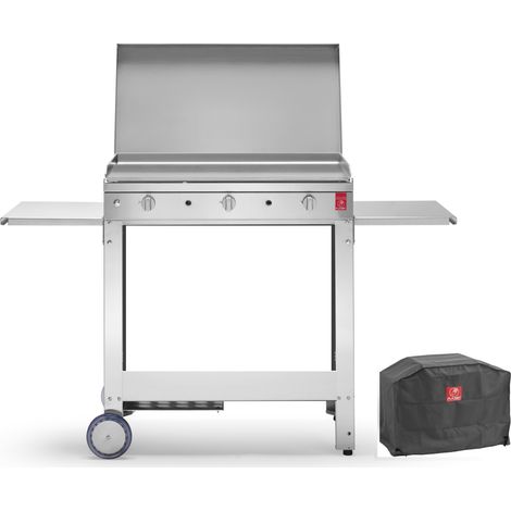 Plancha PLANET à gaz - CHEF 80 Lisse + Chariot Ouvert + Couvercle + Housse PLANET