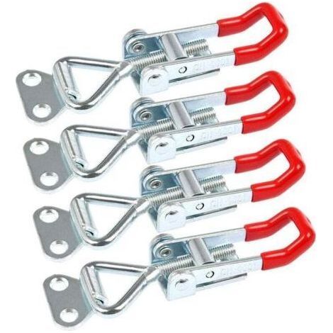 4 PCS Pince à Loquet Bascule Antirouille Loquets à Bascule Réglable Grenouillère à Levier 100kg de Charge pour Portes, Armoires, Valises (1/5)