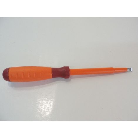 Tournevis plat 8x150mm isolé 1000V lame acier chromé manche bi-matière electricien pour vis tête fendue DERANCOURT TB8X150B (1/3)