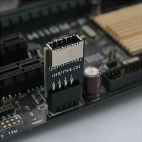 Adaptateur USB 2.0 9 Broches Vers TYPE-E Embase Du Panneau USB 2.0 9 Broches Vers Adaptateur Interne Type-E avec LED D'Alimentation (1/5)