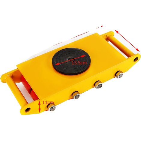 Chariot à machine, capacité de charge lourde, rotation à 360 degrés, 12T Jaune (1/2)