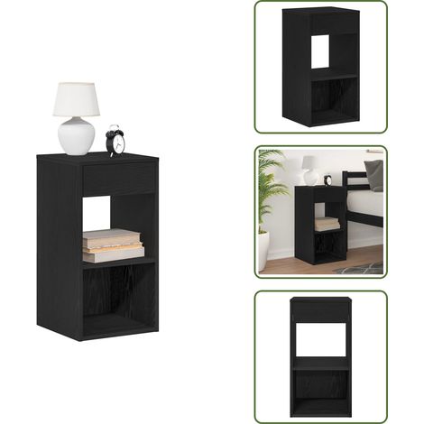 Nachttisch mit Schublade Schwarz Eichen-Optik 35x34x66,5 cm - Nachttisch - Nachttische - Nachtschrank - Nachtkonsole (1/5)