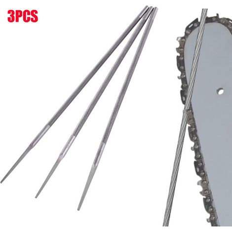 Set mit 3 runden 4-mm-Kettensägenfeilen – Wälzlagerstahl – Professionelles Schärfen – Kompatibel mit Stihl/Husqvarna