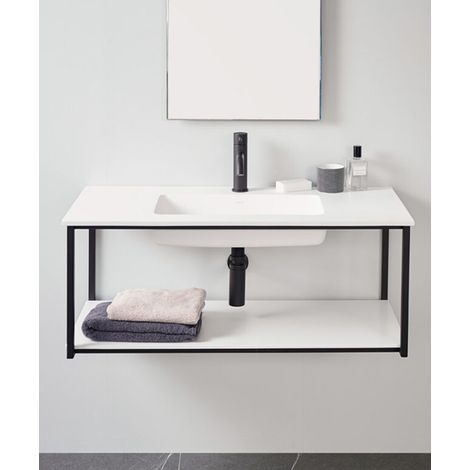 Meuble suspendu Uno metal avec plan-vasque Noir - 80 x 45 cm (1/2)