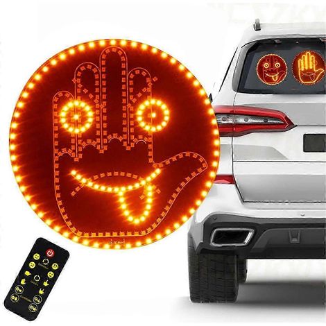 Luz de mano Road Mate con 4 emojis y 4 gestos, luz de mano para coche con control remoto, divertida, para el miedo a la carretera, color negro, SZRH AV (1/4)